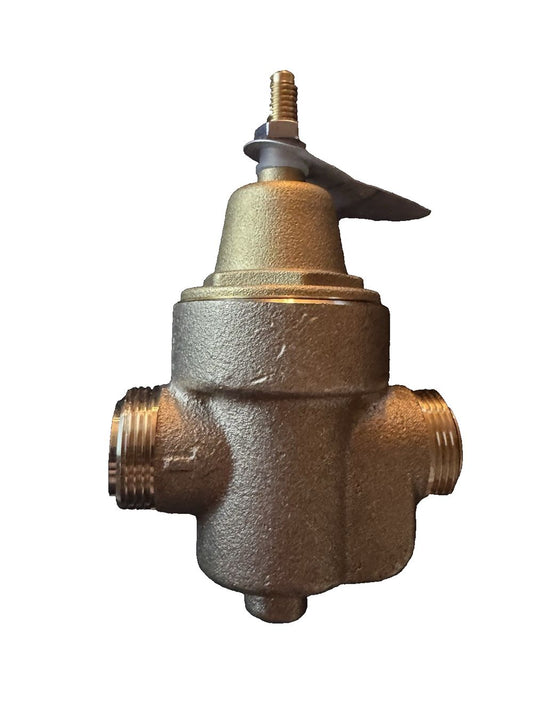 Watts LF N55B M1 1/2 Water Pressure Reducing Valve – a bronze colored fire hydra with a black handle