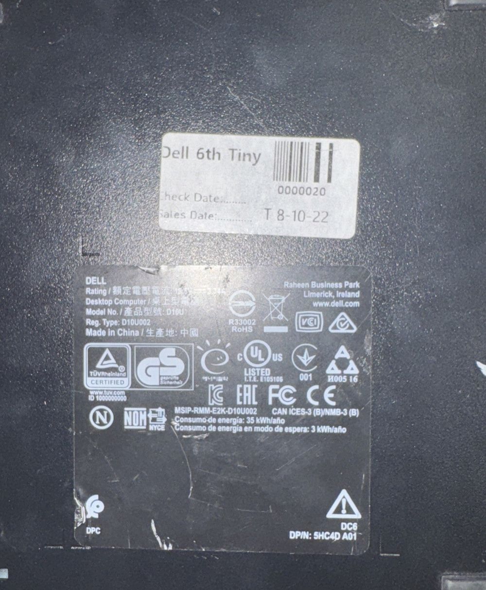 Dell optiplex 5050 Micro For Parts/Repair – a black laptop with a sticker on it
