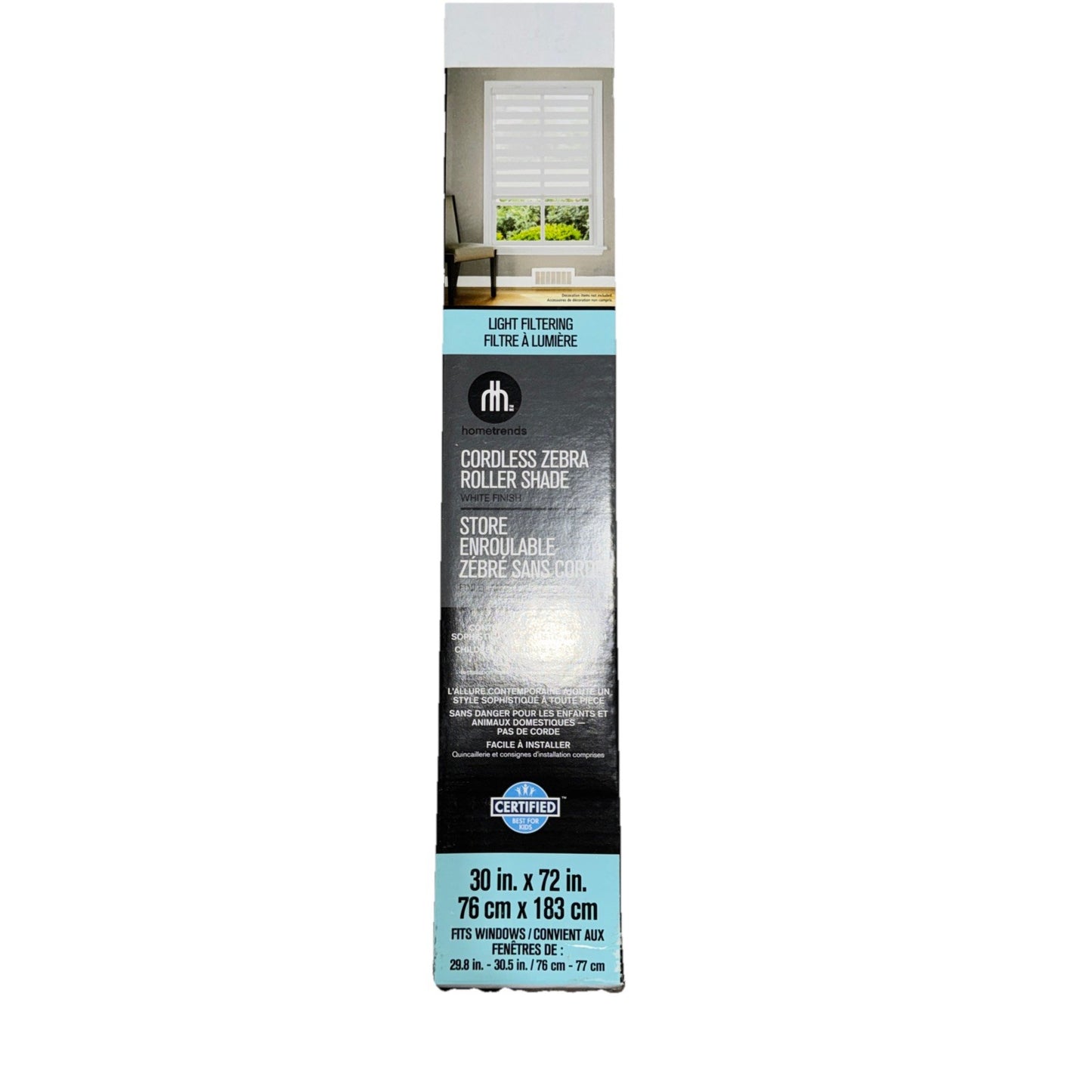 Home Trends Cordless Zebra Roller Shade White Finish 30" x 72"