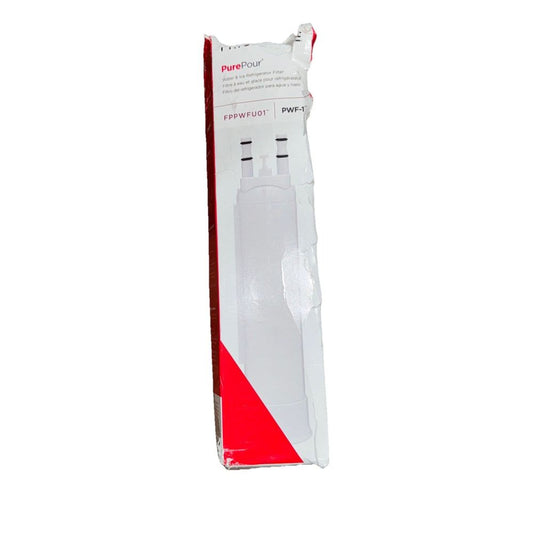 Frigidaire FPPWFU01 PurePour PWF-1 Water Damaged Packaging – a white packaging with red trim and a white background