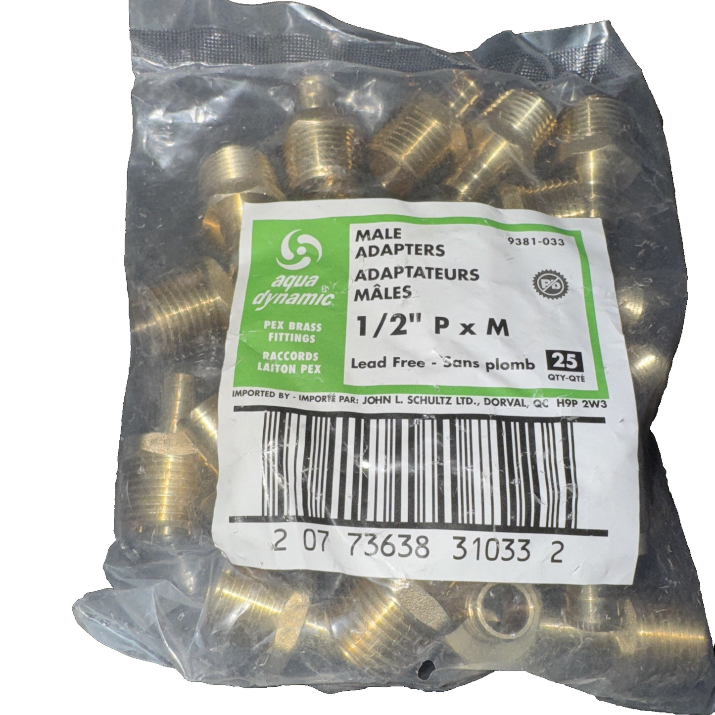 Aqua-Dynamic Male Adapter Lead Free Brass 1/2 inch PEX Pack of 25