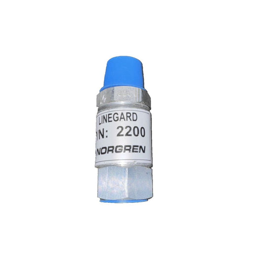 2200 : Norgren Linegard Breakaway Valve – a blue and white light bulb with a white background