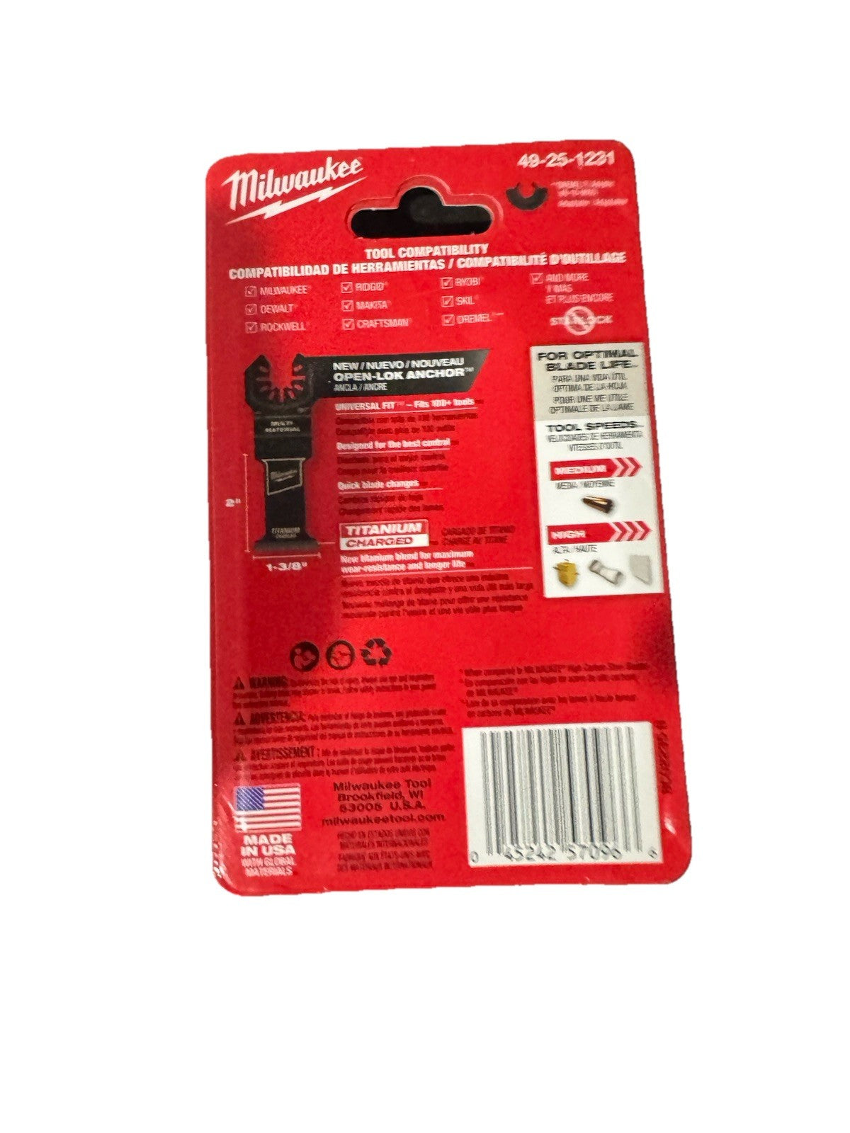 Milwaukee 49-25-1231 OPEN-LOK 1-3/8 in Titanium Enhanced Bi-Metal Multi-Material