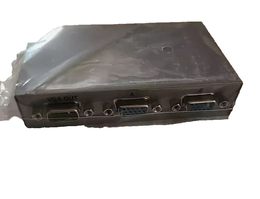 Tripp Lite B112-002-R 2-Port VGA/SVGA Video Switch HD15 Push-Button Switch – a black plastic case with a white background