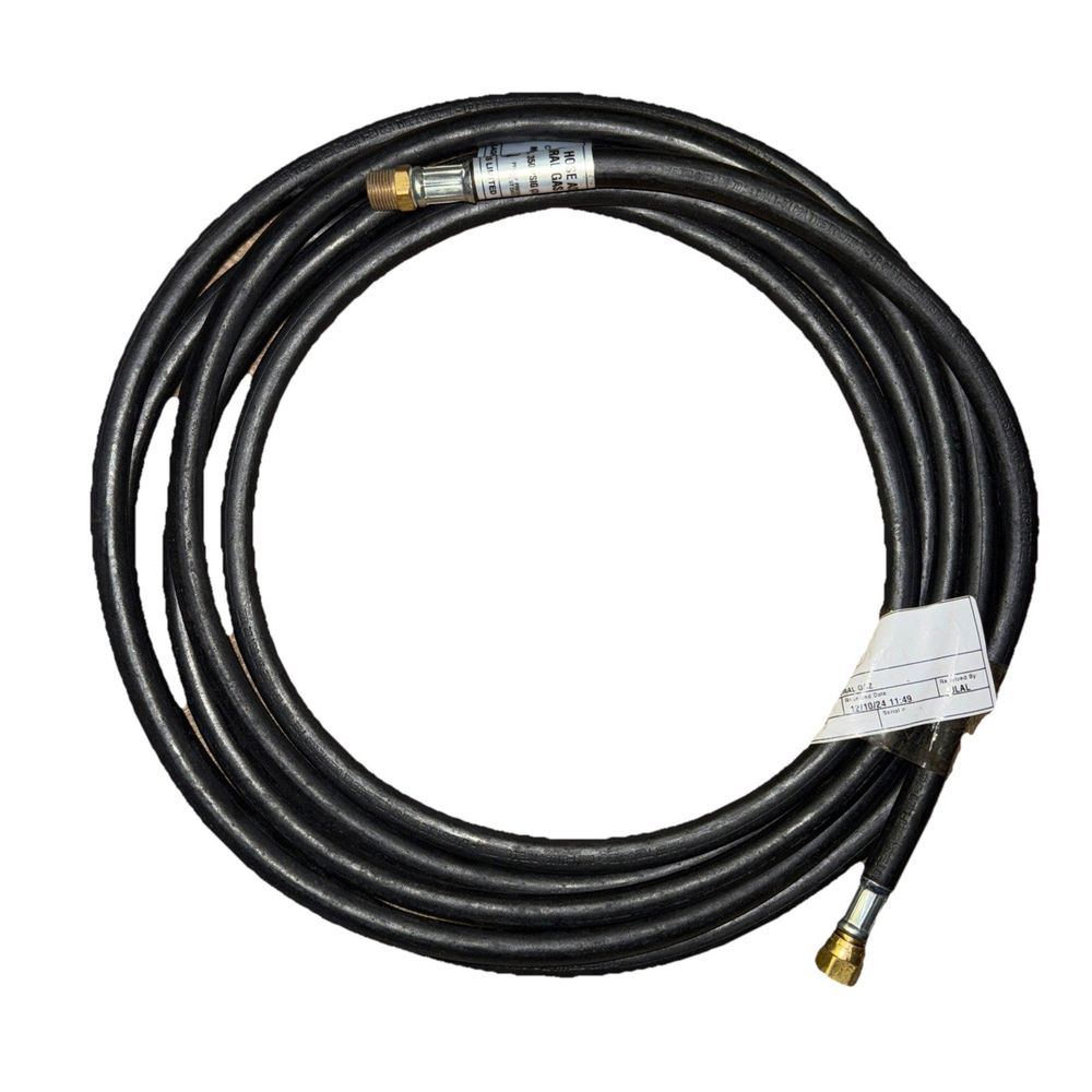 BBQ Hose 20Ft Natural Gas, Unbranded – a black leather cord with a brass fitting