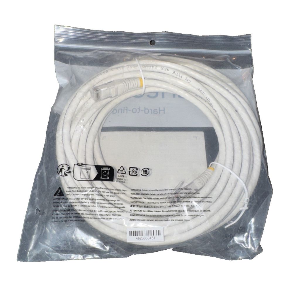 StarTech.Com25ft CAT6 Ethernet Cable - White CAT 6 Gigabit Ethernet Wire -650MHz – a white extension cable in a plastic bag