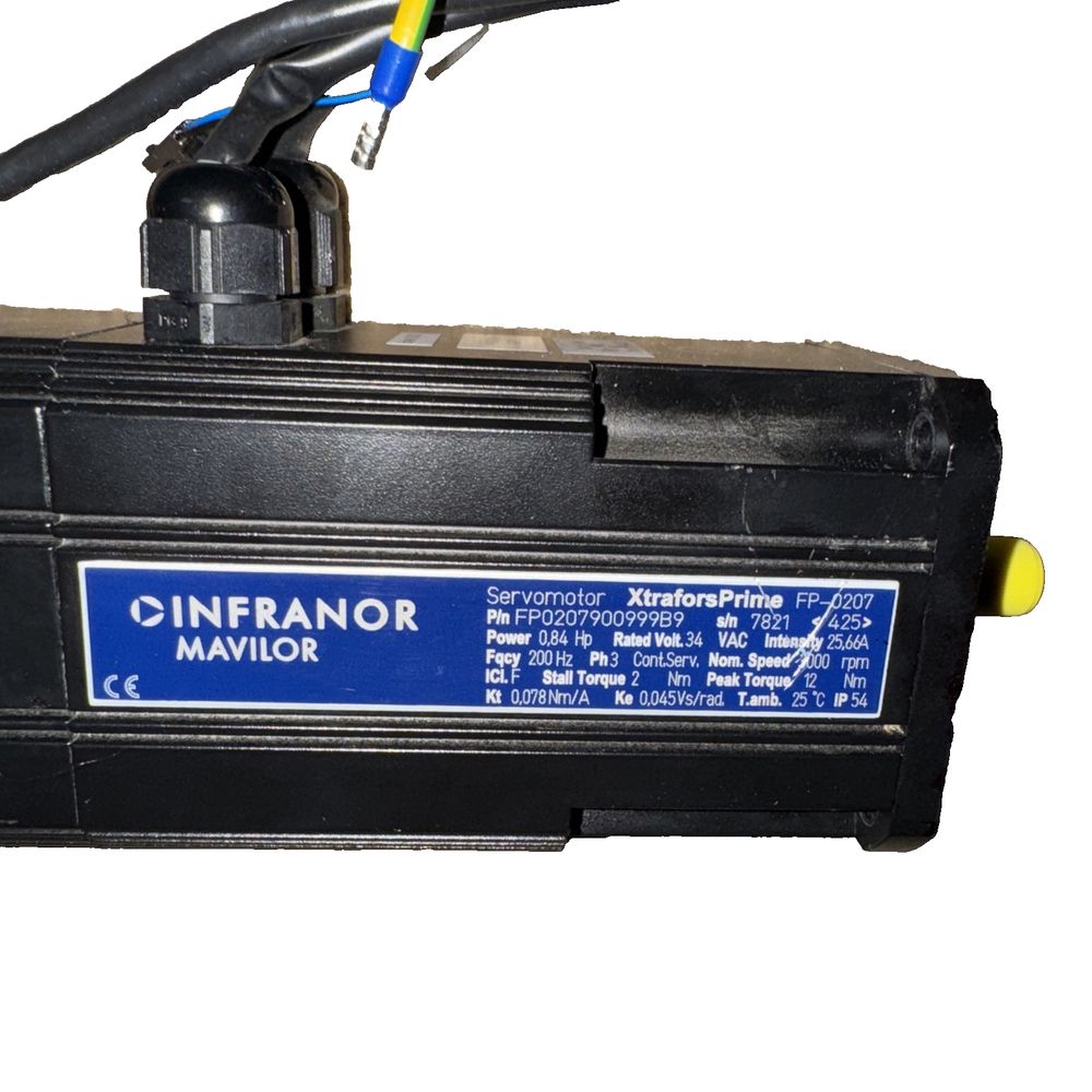 Infranor Mavilor Servo Motor FP0207900999B9 FP-0207 – a black and blue battery with a yellow wire