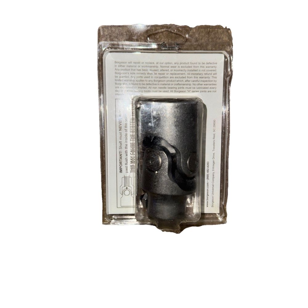 Borgeson 015218 Steel Single Steering U-Joint 1In Double-D X 5/8In-36 Spl – a black metal object in a package