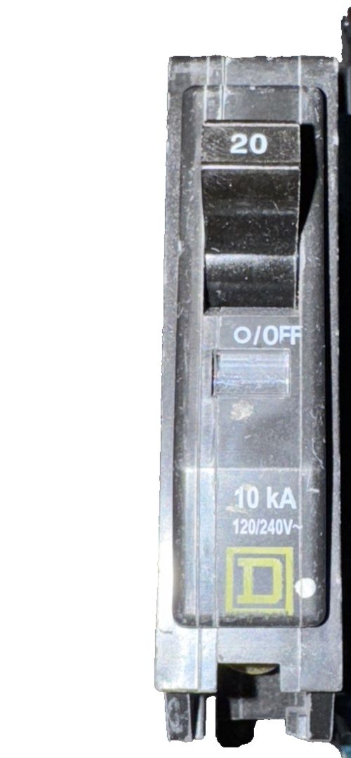MINIATURE CIRCUIT BREAKER, 20 A, 120/240V AC, SINGLE PHASE, 10KA AT 120/240V AC,, Square D – a circuit breaker with a circuit on the side
