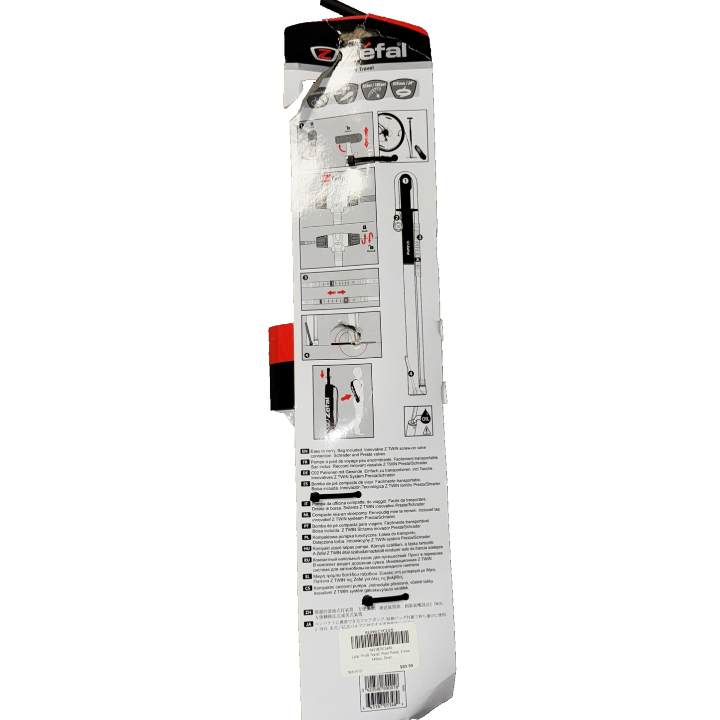 Zefal Profil Travel Floor Pump Z-twin 145psi Silver
