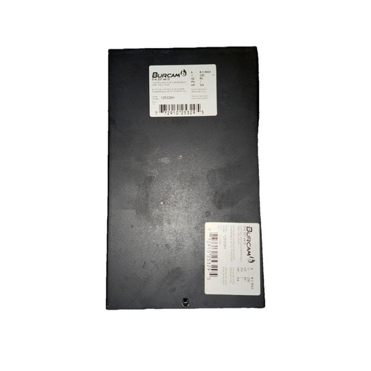 Burcam 3/4-HP Pump Motor Black Steel Control Box – a black plastic box with a label on it