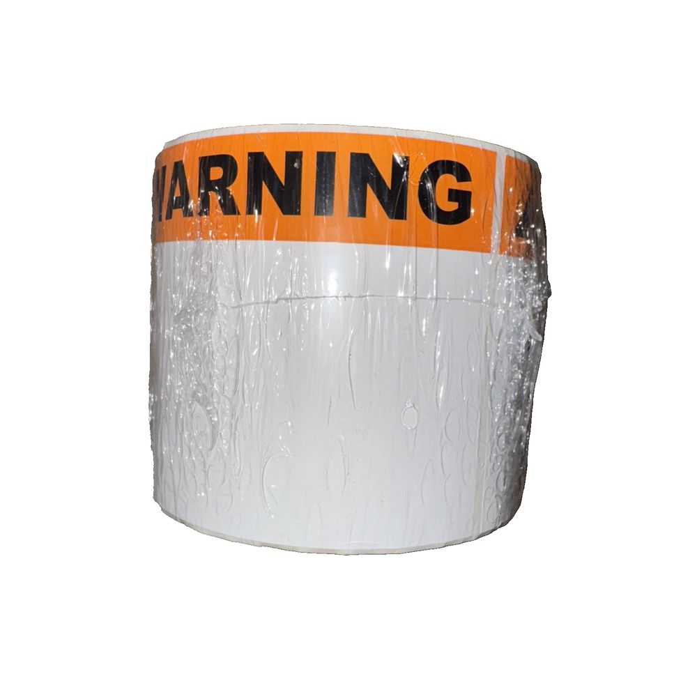 Thermal Transfer 4 x 6 Orange Warning Glossy Polyester UL Label Roll 3-Inch Core, DaveyDooDeals – a white and orange warning tape
