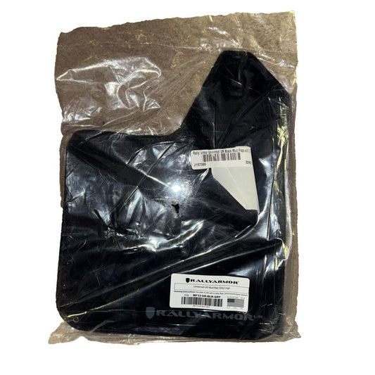 Rally Armor MF12-UR-BLK/GRY Black, Gray Mud Flap with Logo No hardware – a black plastic bag with a white label