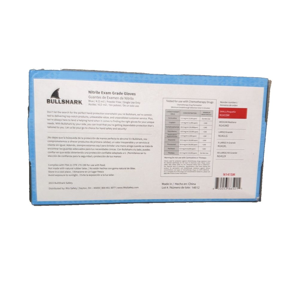 BullShark 100 Small Nitril Exan Grade Gkives 4 Mil / Blue/ Powder Free, Bull Shark – a box of milk milk