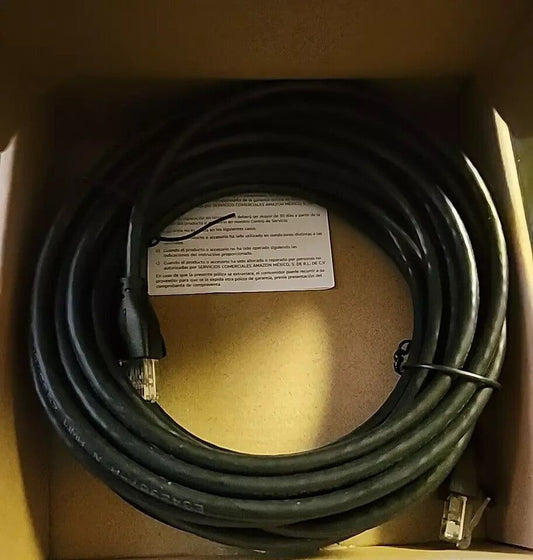 Amazon Basics RJ45 Cat-6 Ethernet Patch Cable, 1Gpbs Transfer Speed, 25Ft, AmazonBasics – a box with a black cable in it