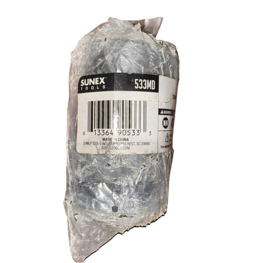 Sunex 533MD, 1 Inch Drive, 33mm Deep Impact Socke – a piece of plastic wrap with a barcode on it