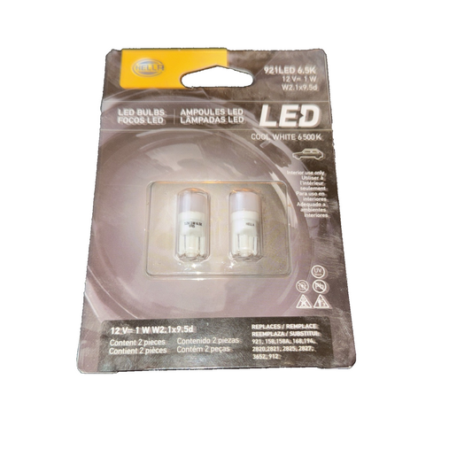 Hella 921LED 6.5K Bulb Led 921 12V 1W W2.1X9.5D 6500 Pair