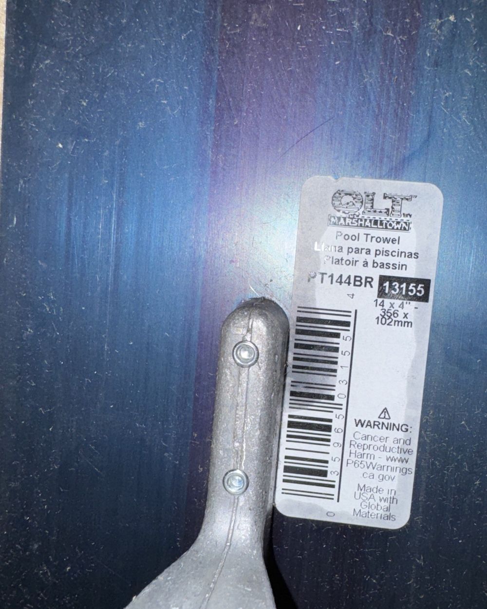 PT144BR Marshalltown 14 X 4 BS Pool Trowel-Resilient Hdl, DaveyDooDeals – a close up of a white tooth on a blue background