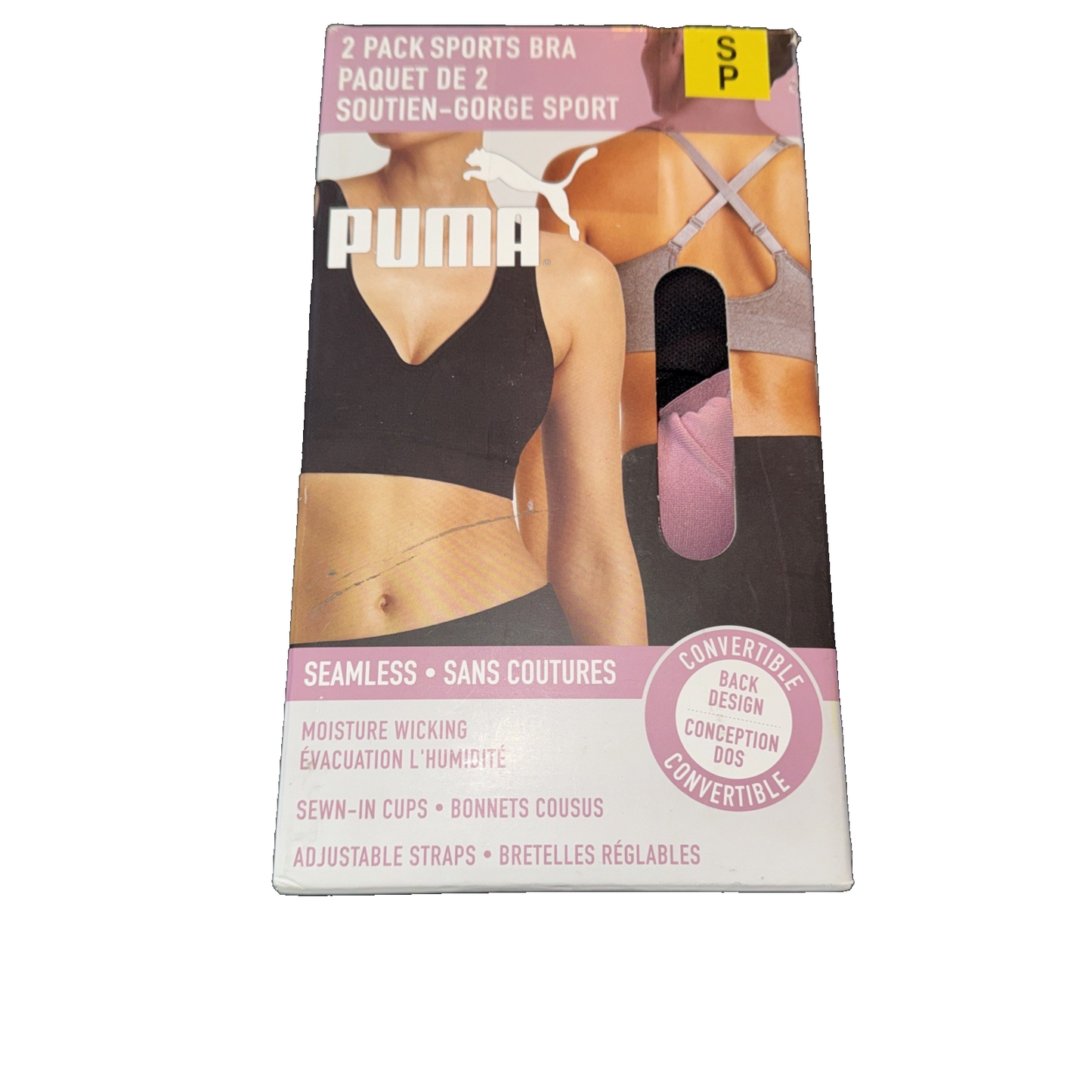 Puma 2 Pack Sports Bra Colors Pink And Black Size Small