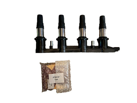 MOAUTO Ignition Coils UF620 25186687 & 4 PCS Iridium Spark Plugs Compatible wit – a set of four black and silver metal pipe holders