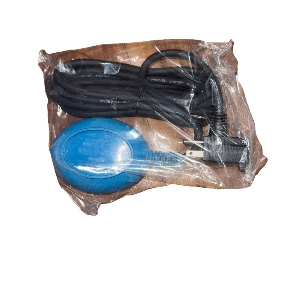 TEMCo Float Switch for Sump Pump & Water Level FILL Function – a blue ball and a black cord cord