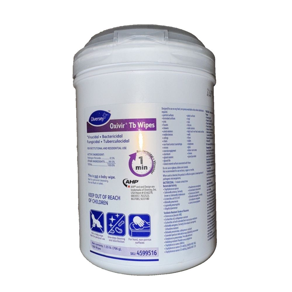 Oxivir Tb Disinfecting Wipes, 160/Pack (4599516) – a canister of the urine wipe