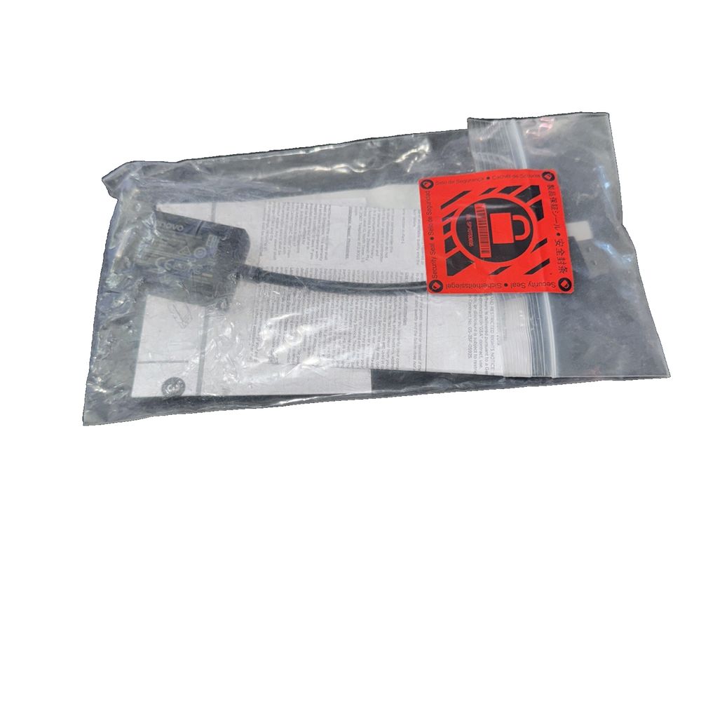 Lenovo DisplayPort to VGA Monitor Adapter – a plastic bag with a plastic handle and a plastic handle