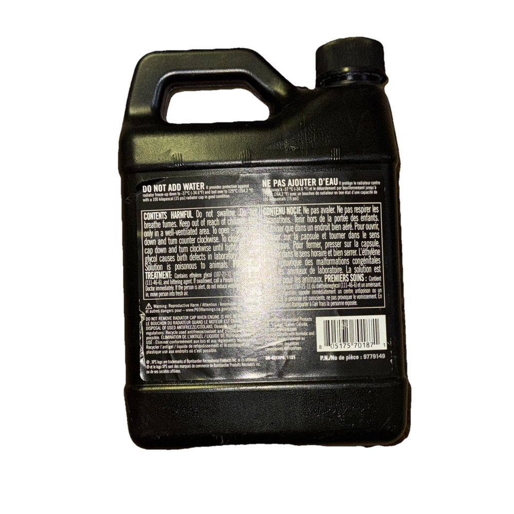 XPS PRE-MIXED ANTIFREEZE COOLANT QUART JUG 9779149 Canam UNIVERSAL GREEN – a gallon of black liquid