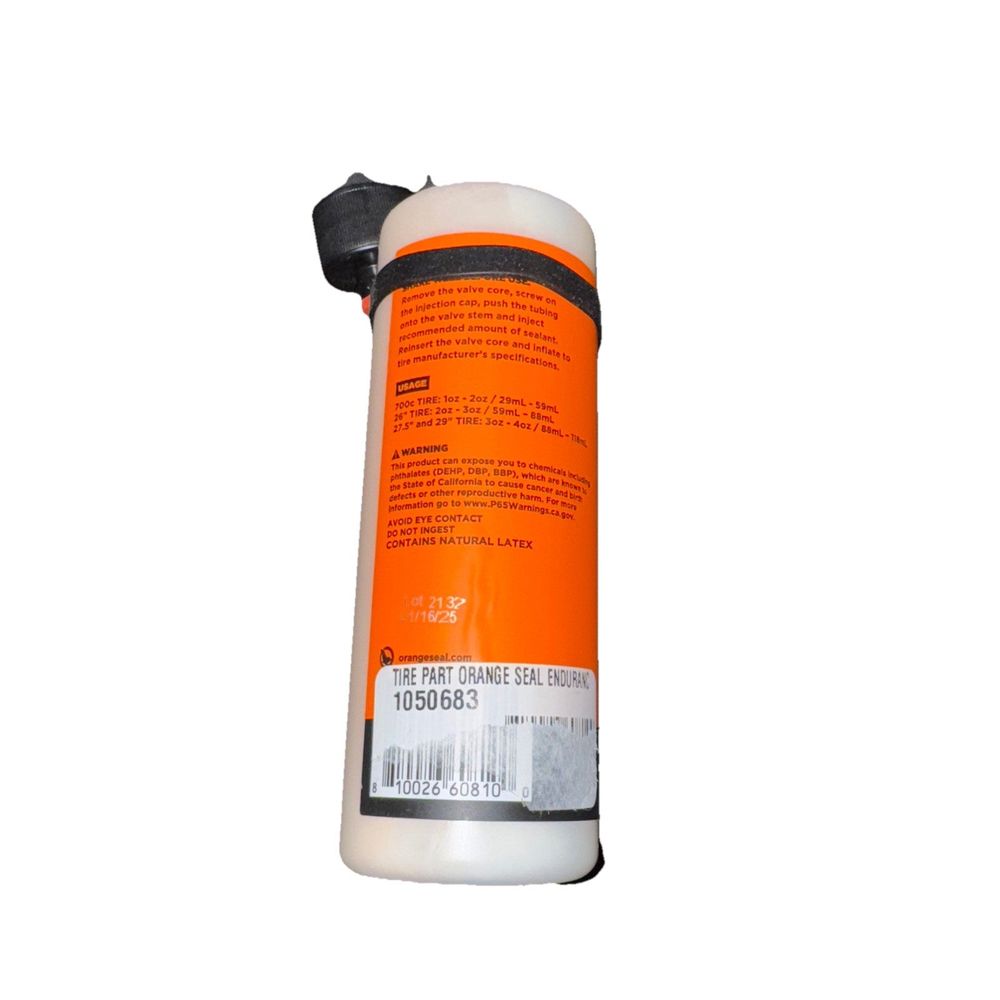 Orange Seal Endurance Tubeless Tire Sealant with Twist Lock Applicator - 8oz – a bottle of orange liquid