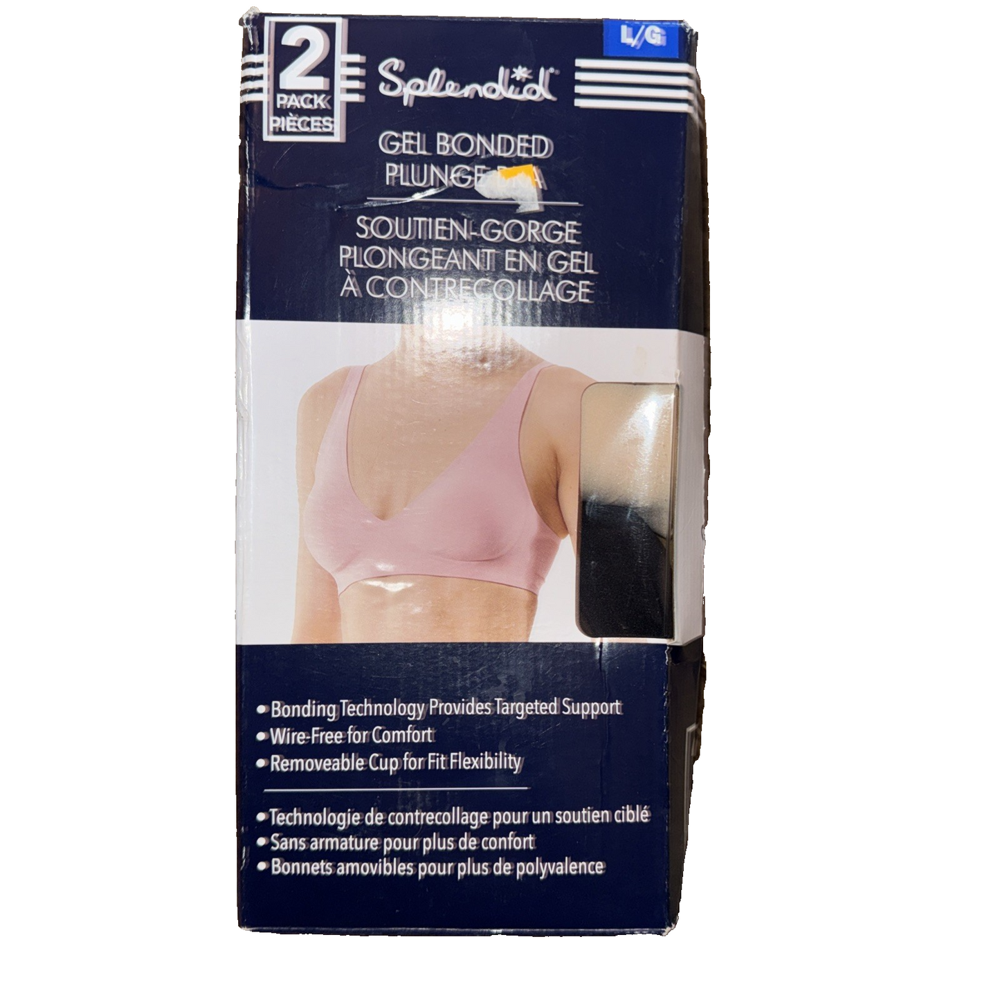 Splendid Gel Bonded Plunge Bra 2 Pack Colors: Beige / Black - Size large