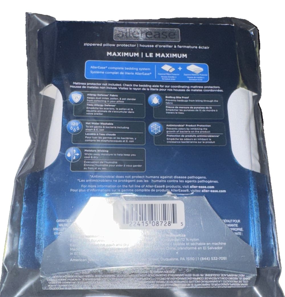 Allerease Maxium Sandard/Queen Matress + Pillow Protector, Aller-Ease – the packaging for the new mam mam