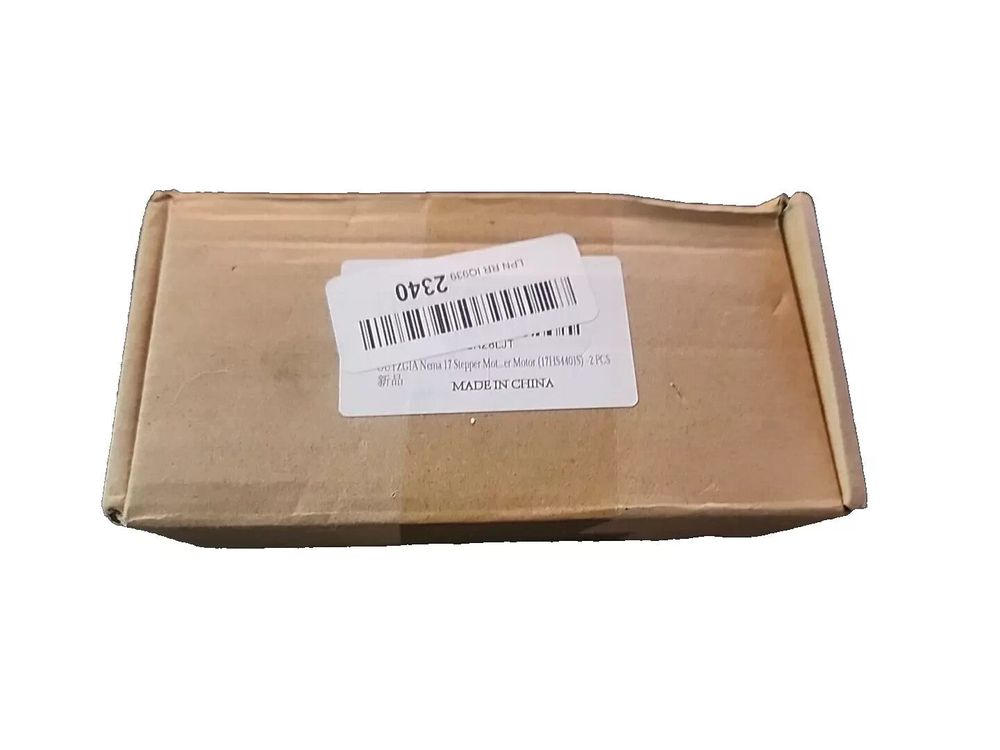 OUYZGIA Nema 17 Stepper Motor 42N.cm (60oz.in) 42BYGH 1.5A 4-Lead for 3D Printer – a box of cardboard paper with a barcode label