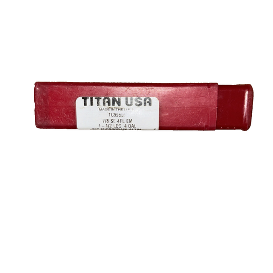 TitanUSA 7/8" Square End Mill Carbide 4 Flute 30° Helix Standard Length AlTiN\