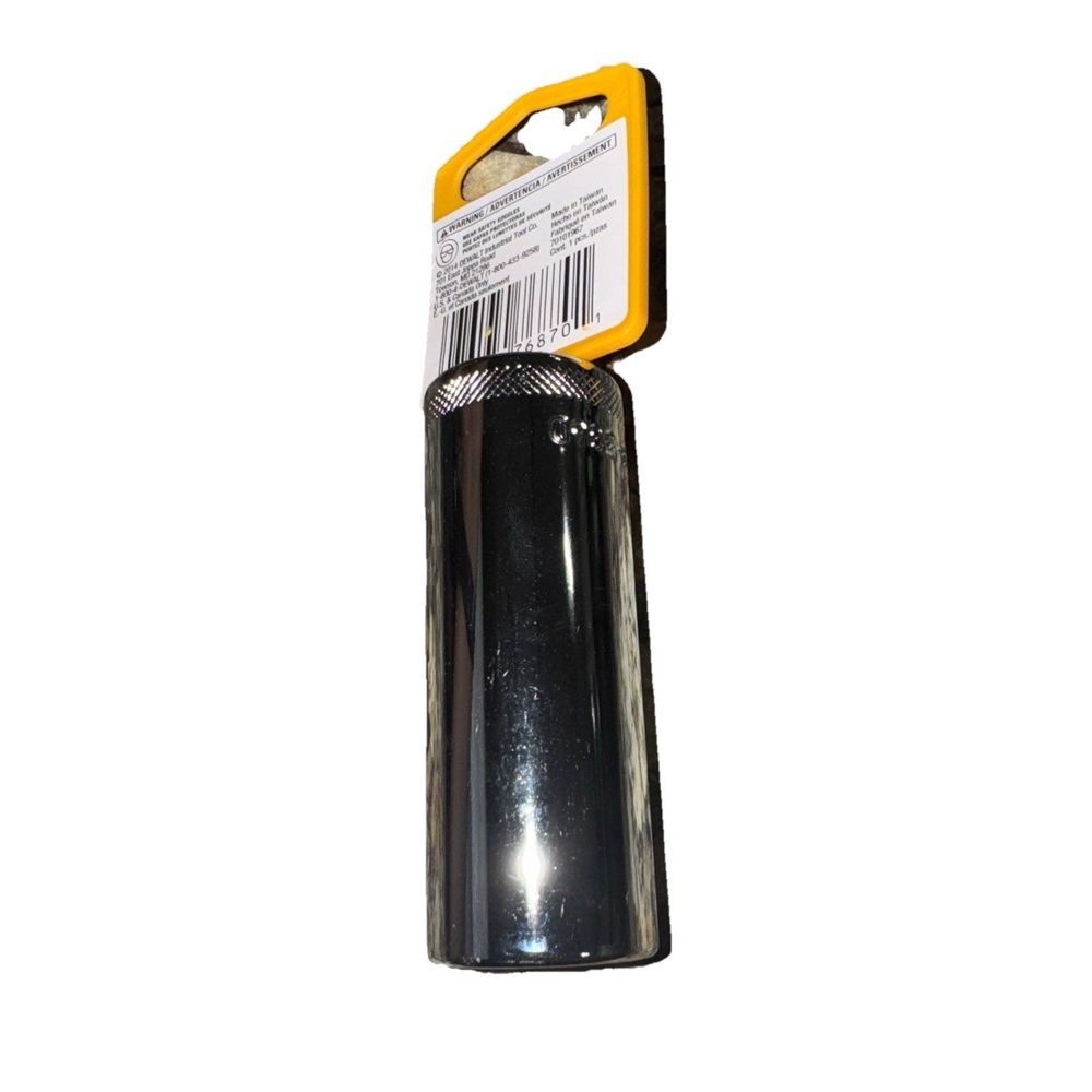 DEWALT 1/2" 6 PT Deep Socket 22MM – a black plastic bottle with a yellow label