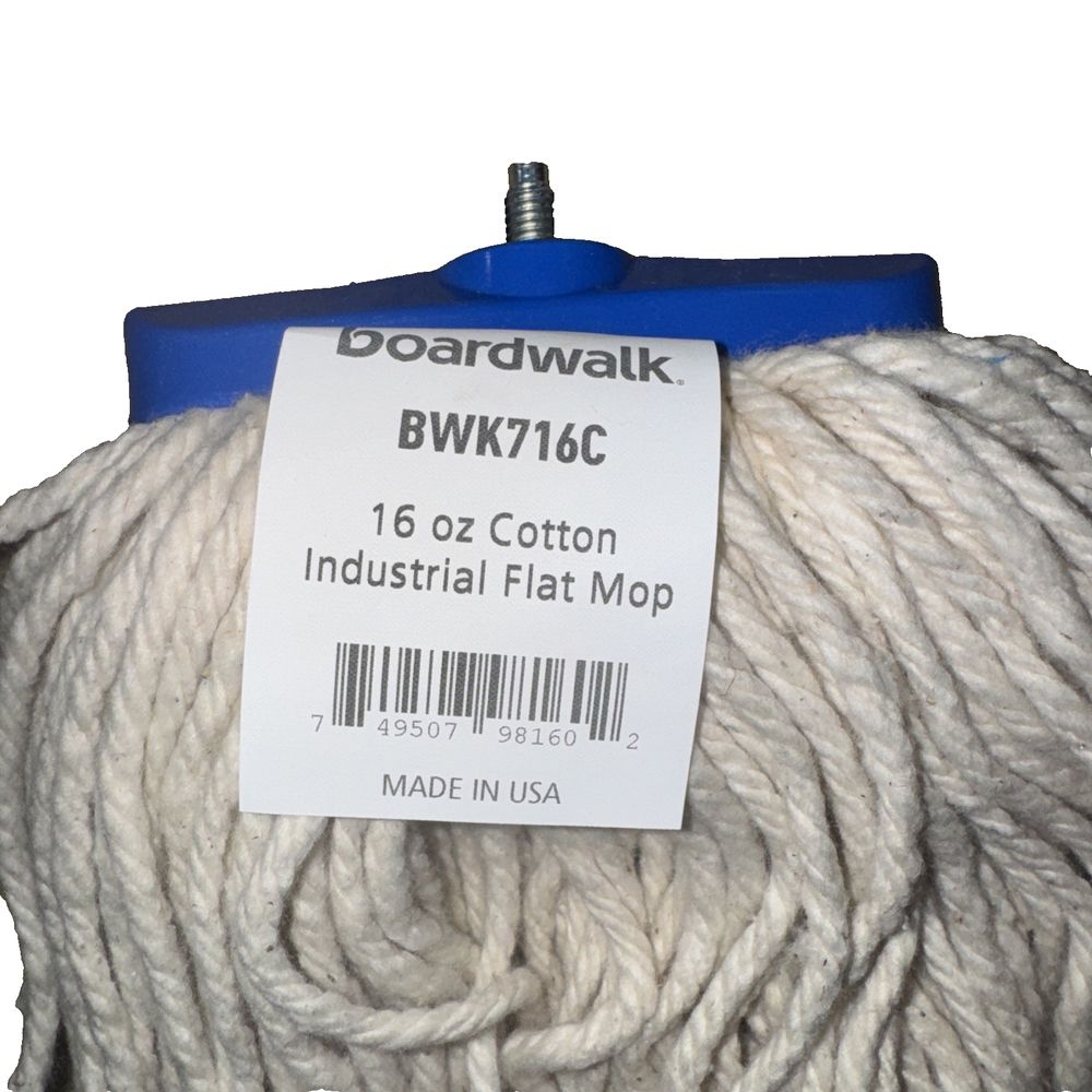 716C White Cotton Cut-End Lie-Flat Wet Mop Head, 16-Ounces, Boardwalk – a ball of yarn with a tag on it