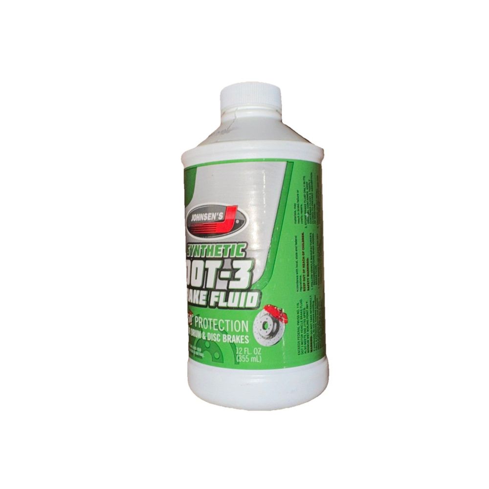 Johnsen's 2224 Premium DOT 3 Brake Fluid - 12 oz., DaveyDooDeals – the bottle of the liquid is white with a green cap