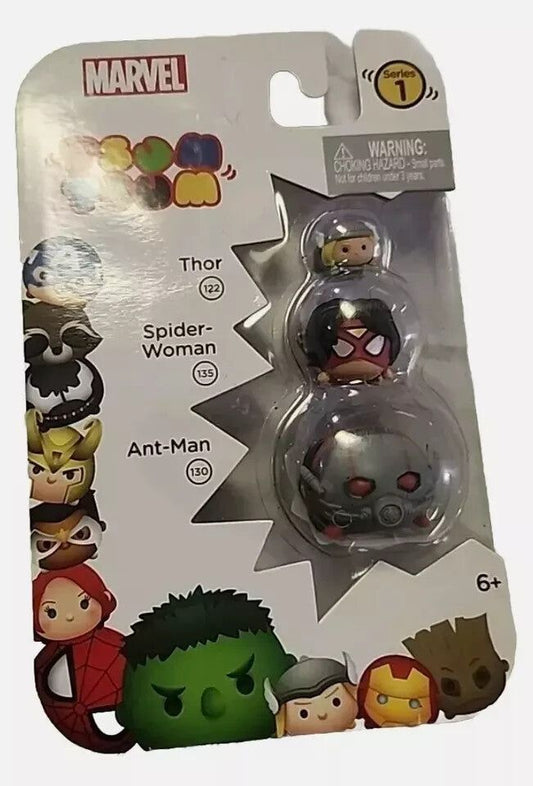 Marvel Tsum Tsum Series 1 3-Pack: Ant-Man, Spider-Woman, Thor - Collectible Set – marvel 2 mini figure set