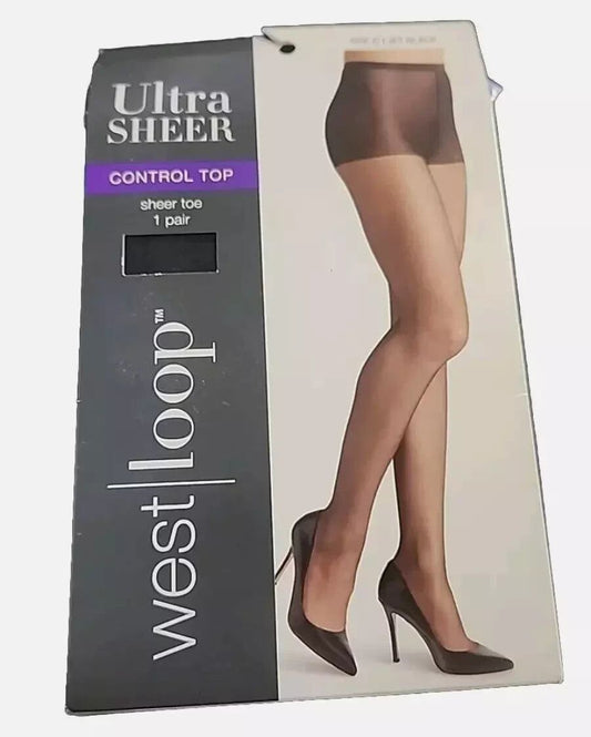West Loop Ultra Sheer Toe Control Top Size C - Jet Black Hosiery – wolf control control tight tight
