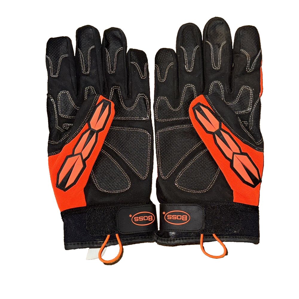 Boss Hi Vis Orange Impact Gloves 1 Pair Large – a pair of black and orange gloves