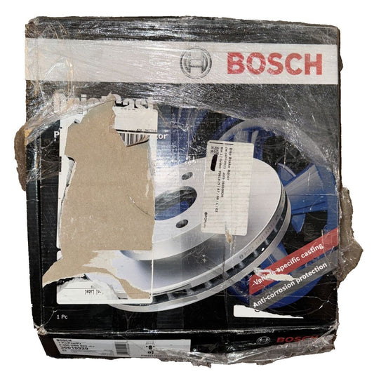 BOSCH 36010929 QuietCast Premium Disc Brake Rotor - Compatible with Select Merce – a box with a piece of paper and a tape