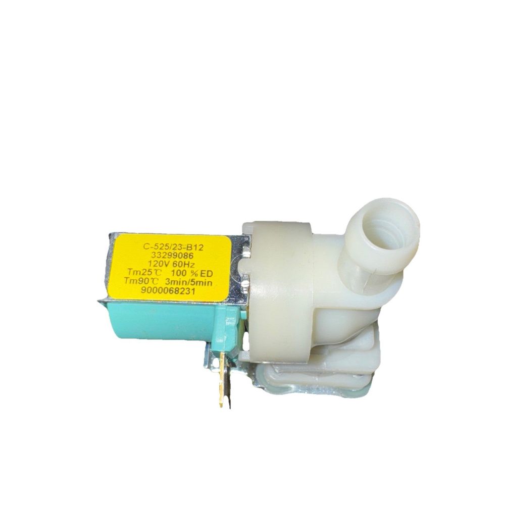 Dishwasher Water Inlet Valve 33299086, Unbranded – a white plastic water pump with a yellow plastic hose