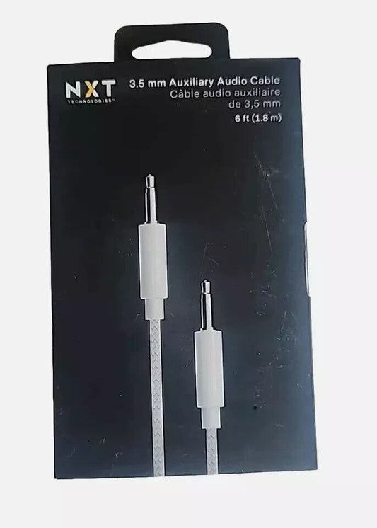 NXT Tech 6 Ft. Braided 3.5mm Stereo Aux Audio Cable - Durable & Tangle-Free – a pair of earphones in packaging