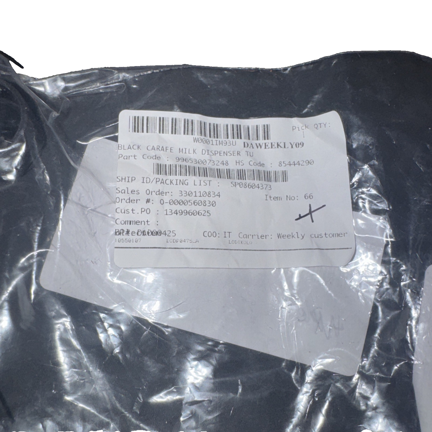Saeco SAE996530073248 Black Carafe Milk Dispenser Tube 2 Pack
