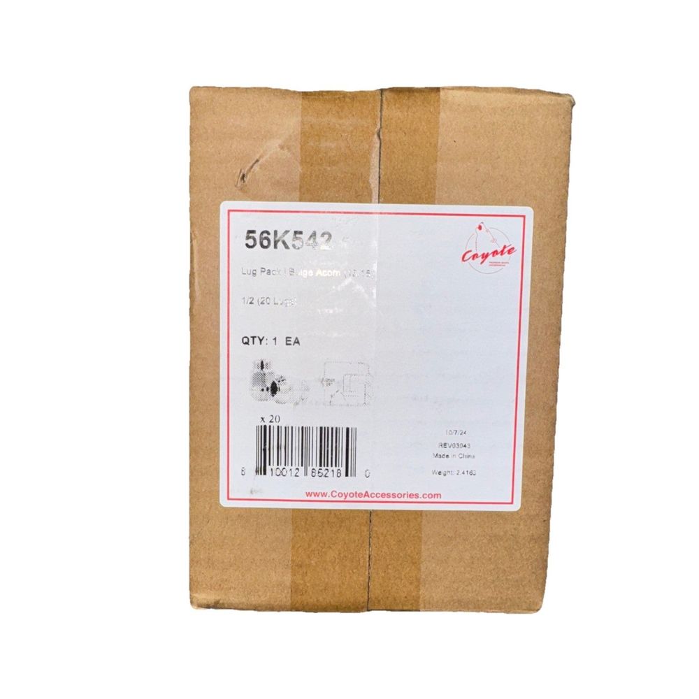 Coyote Accessories 56K542 | Install Kit - Bulge Acorn (13/16) - 1/2 x 20 – a brown cardboard box with a white label on it