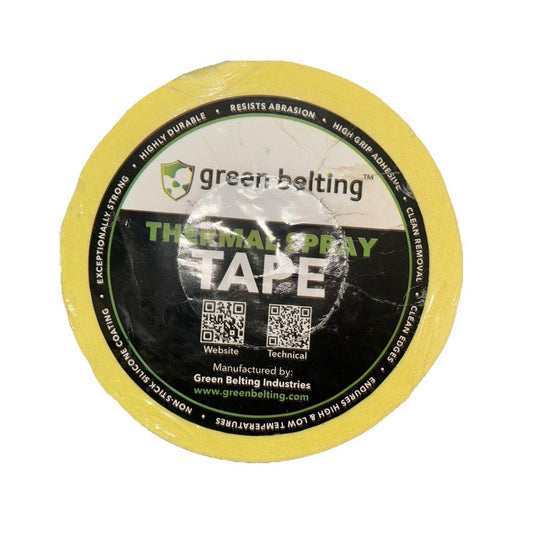 170-10S YL – Thermal Spray Silicone Adhesive Masking Tape 36 Yards, Green Belting – a yellow tape with a black and white logo