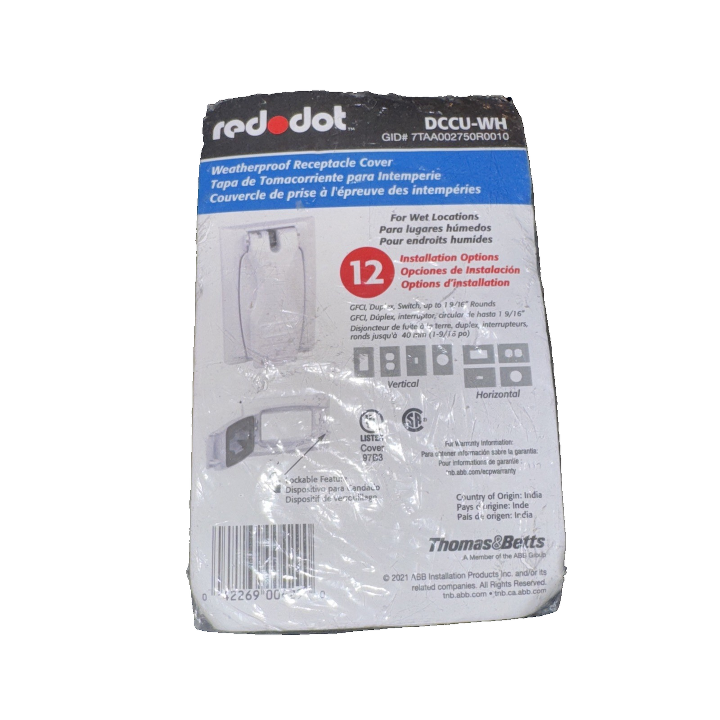 Thomas & Betts DCCU-WH Red Dot Universal Flip-Lid Weatherproof Receptacle Cover