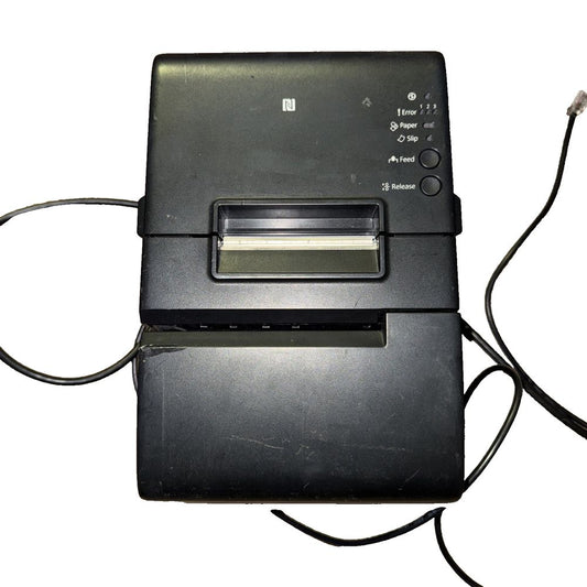 Epson TM-H6000V Thermal Receipt Printer Multifunction M253B No Power Adapter, DaveyDooDeals – a black printer with a white background