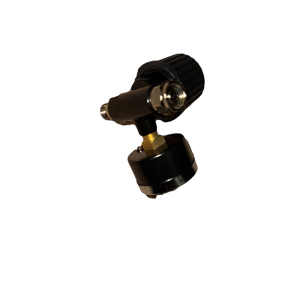 Le Lematec Diaphragm Type Air Compressor Pressure Regulator With Gauge 1'4" NPT – a black and gold colored microphone on a white background