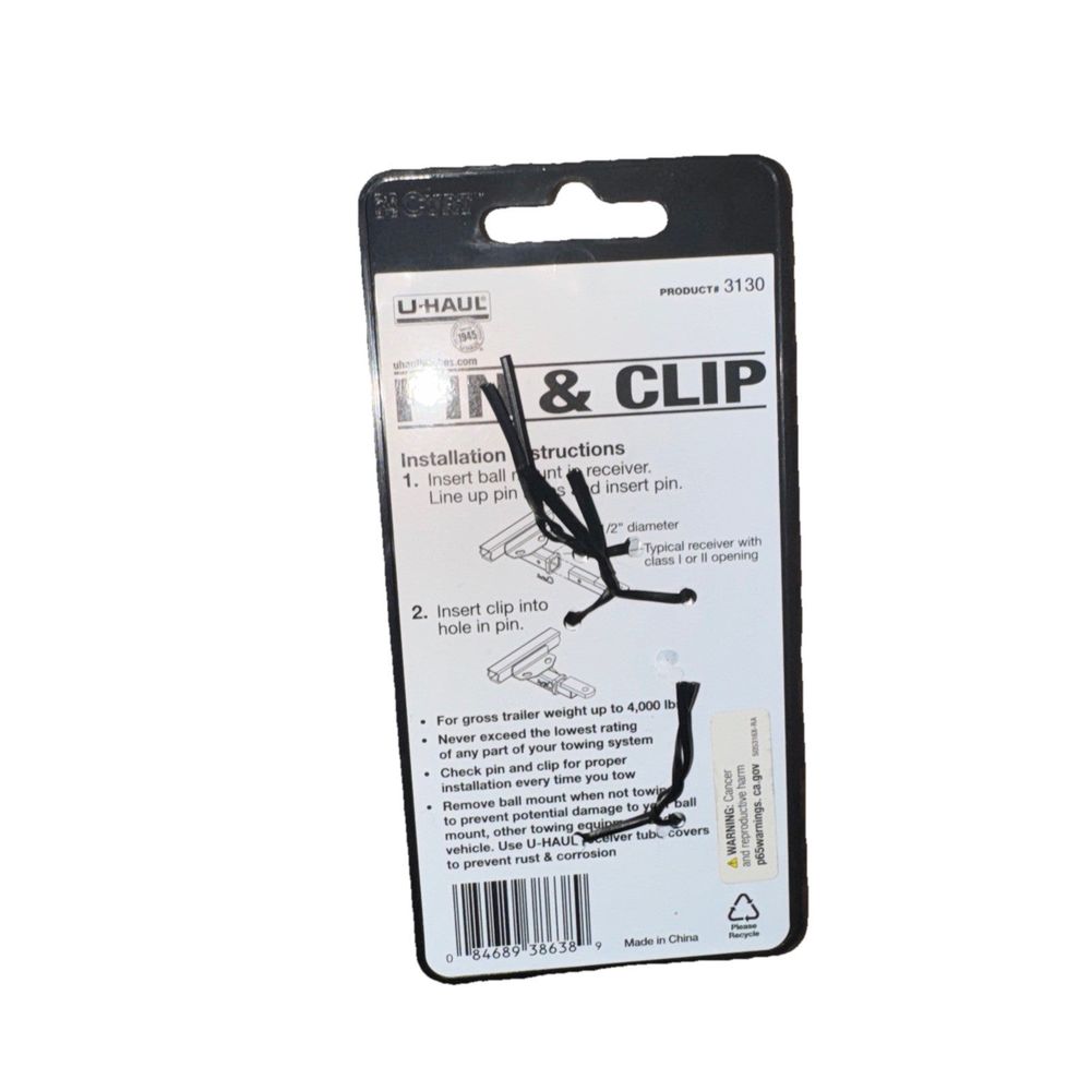 Class I and II Pin & Clip Uhual, Uhaul – a black clip with a white background