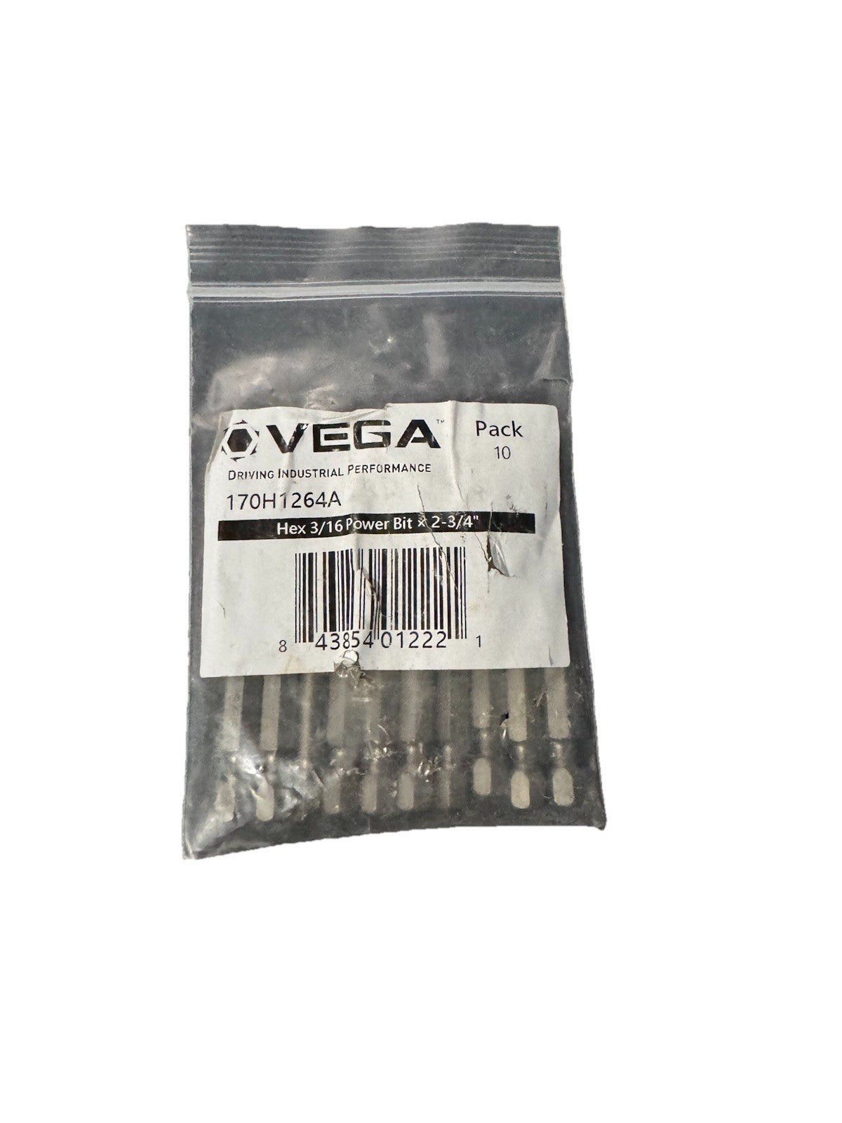 Vega Tools 3/16 in Hex Power Driver Bit 170H1264A 10 Pack